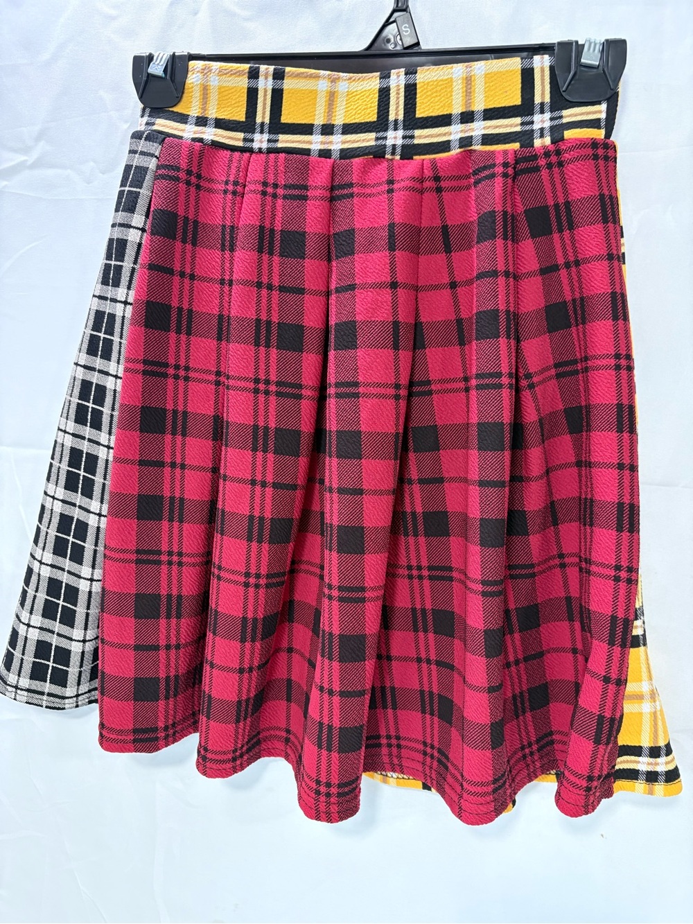 PrettyLittleThing Multicolor Plaid Circle Skirt - Red, Yellow, Black, Cream